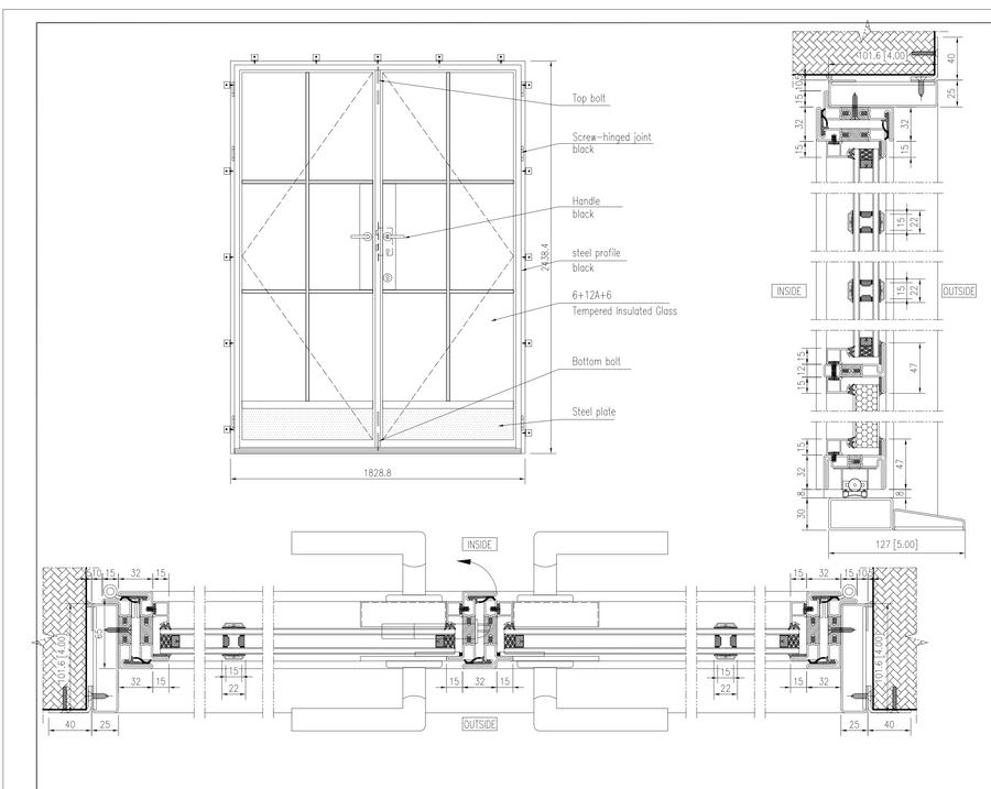 Double Door Shop Drawing. Welser Profile