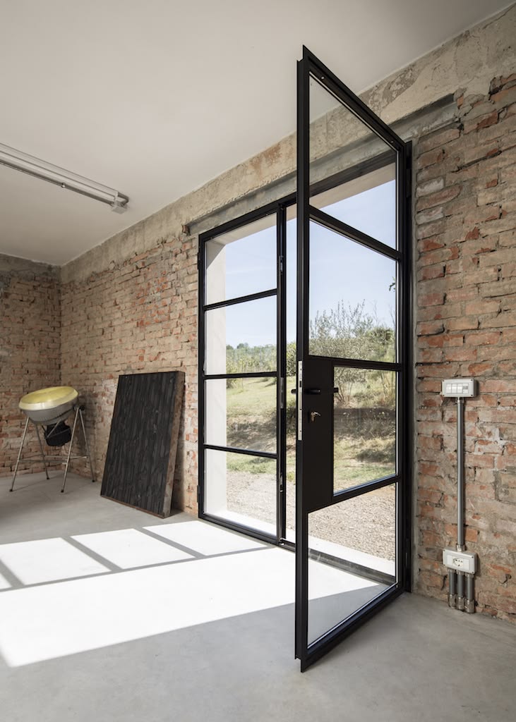 W50 TB steel door installed — matte black thermally broken profile