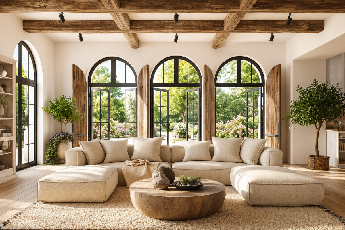 Living Room · Arched Casements