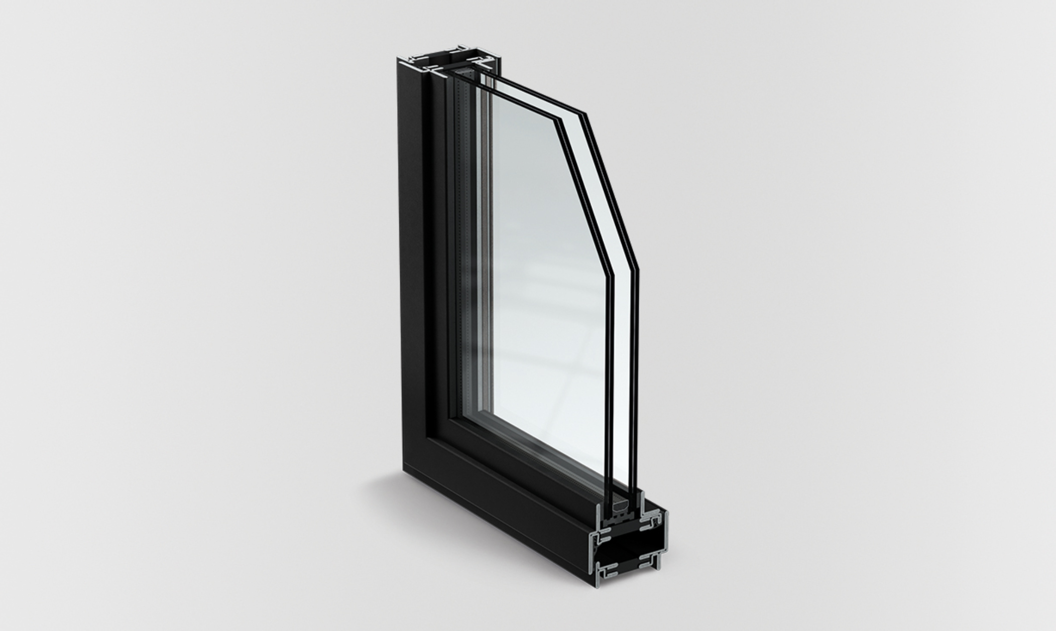 Cut-away of the Ottostumm W50 TB thermally broken steel profile